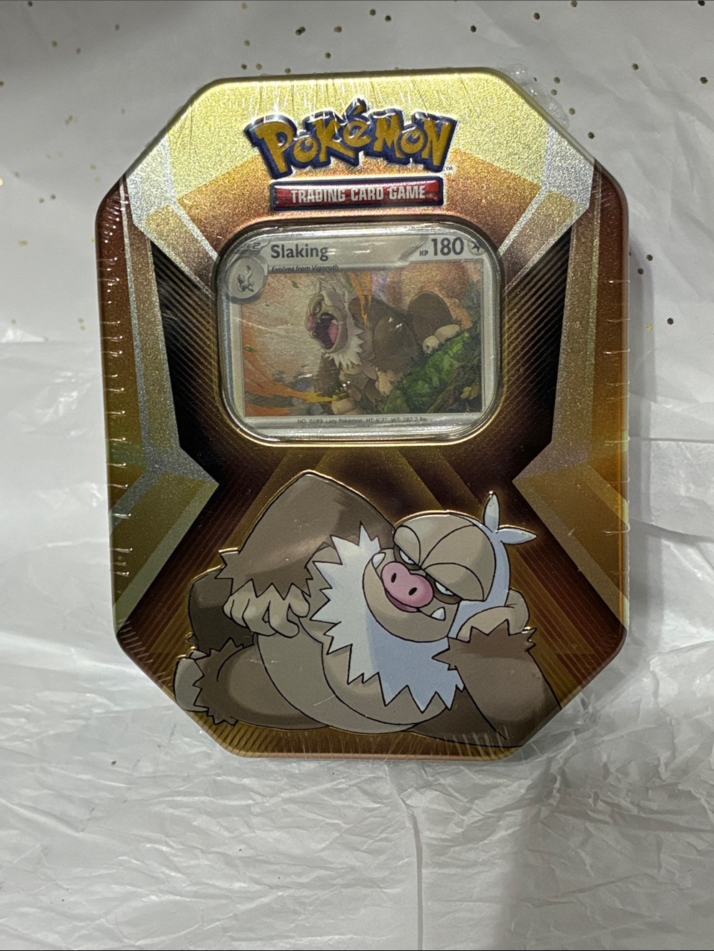 Pokémon Slaking Collector Tin - Gold & Brown Metallic NEW Sealed